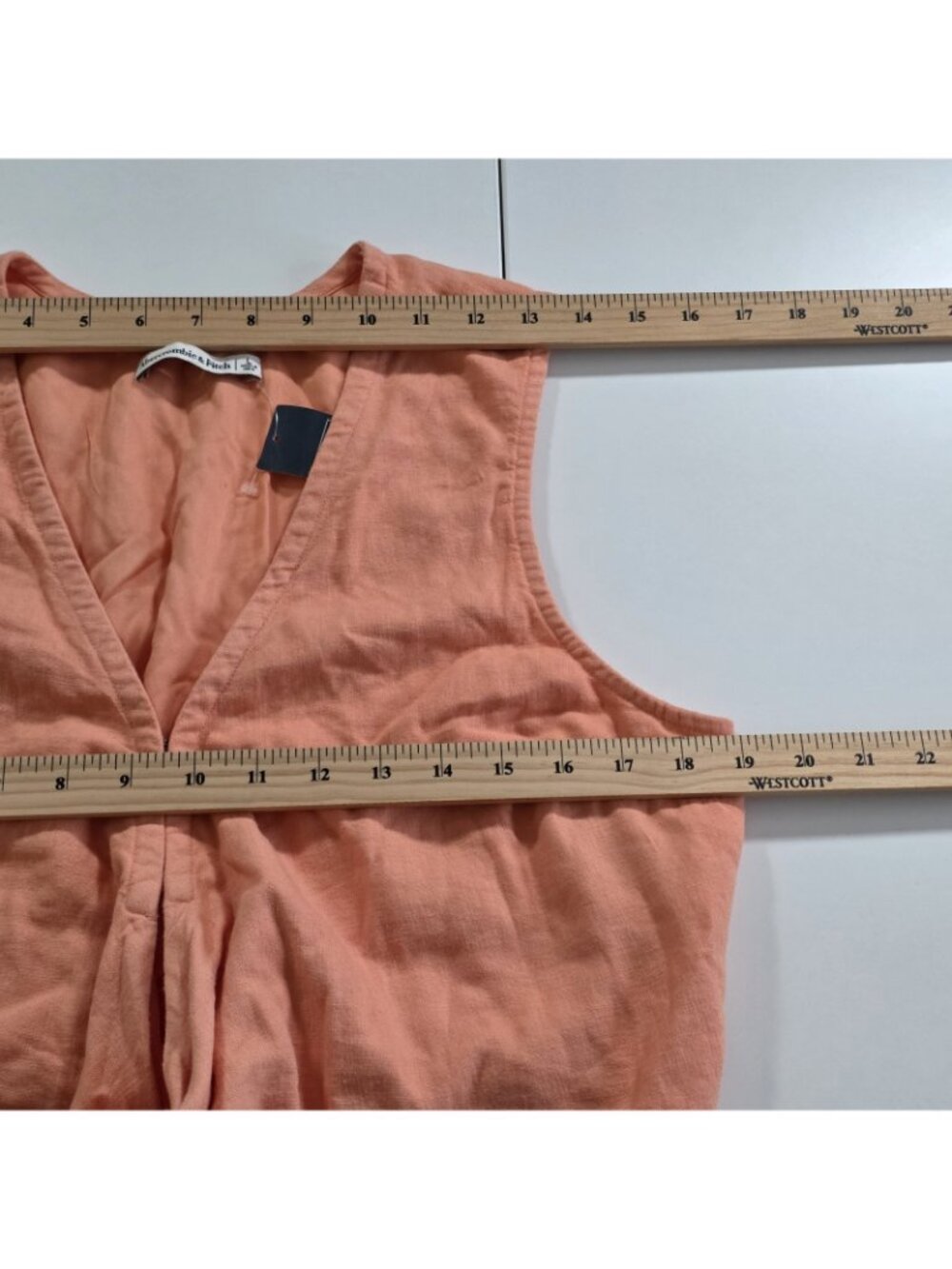 Abercrombie & Fitch Cropped Top Womens L Coral Tie Front Linen Blend Sleeveless - Picture 5 of 16